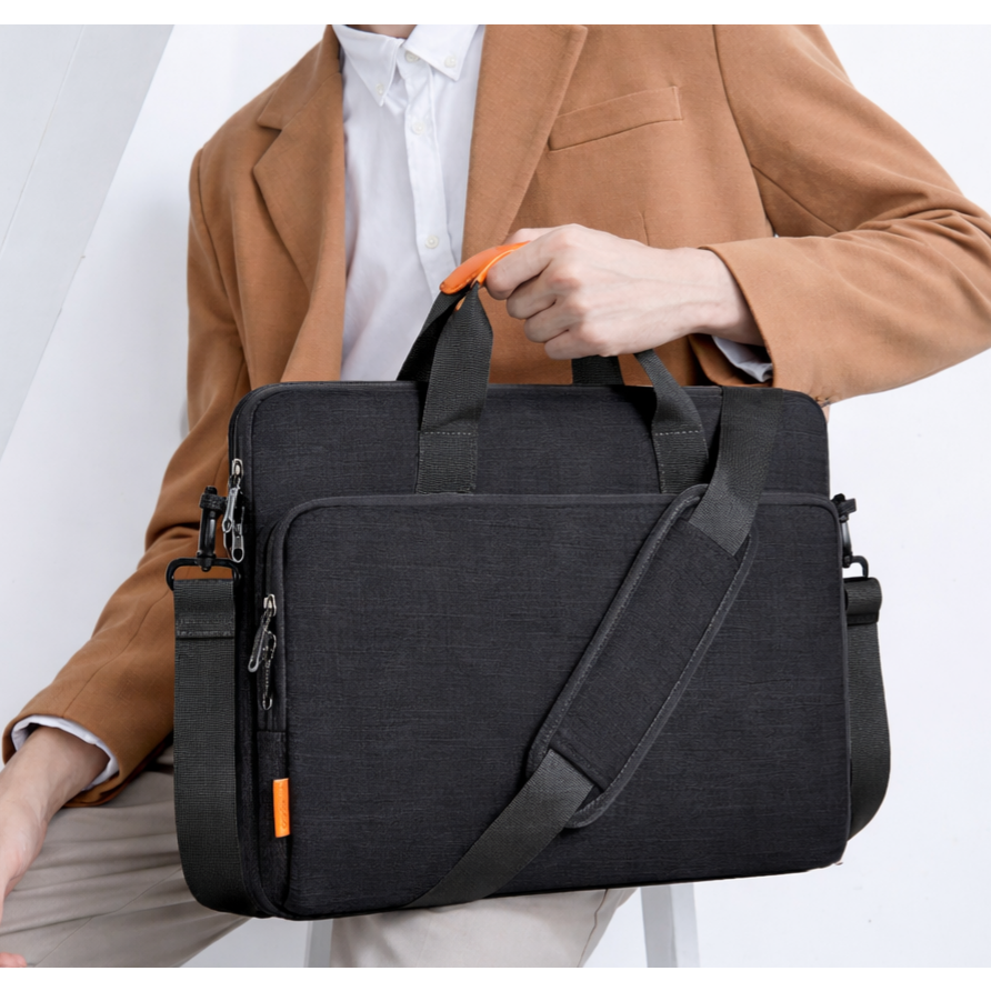 bagasin 노트북가방 서류 대용량 방수 파우치 숄더백 가벼운 맥북 삼성 보조배터리 수납정리 여행출장용 핸드백 초경량화 15-17인치, 블랙, 1개 28,600원