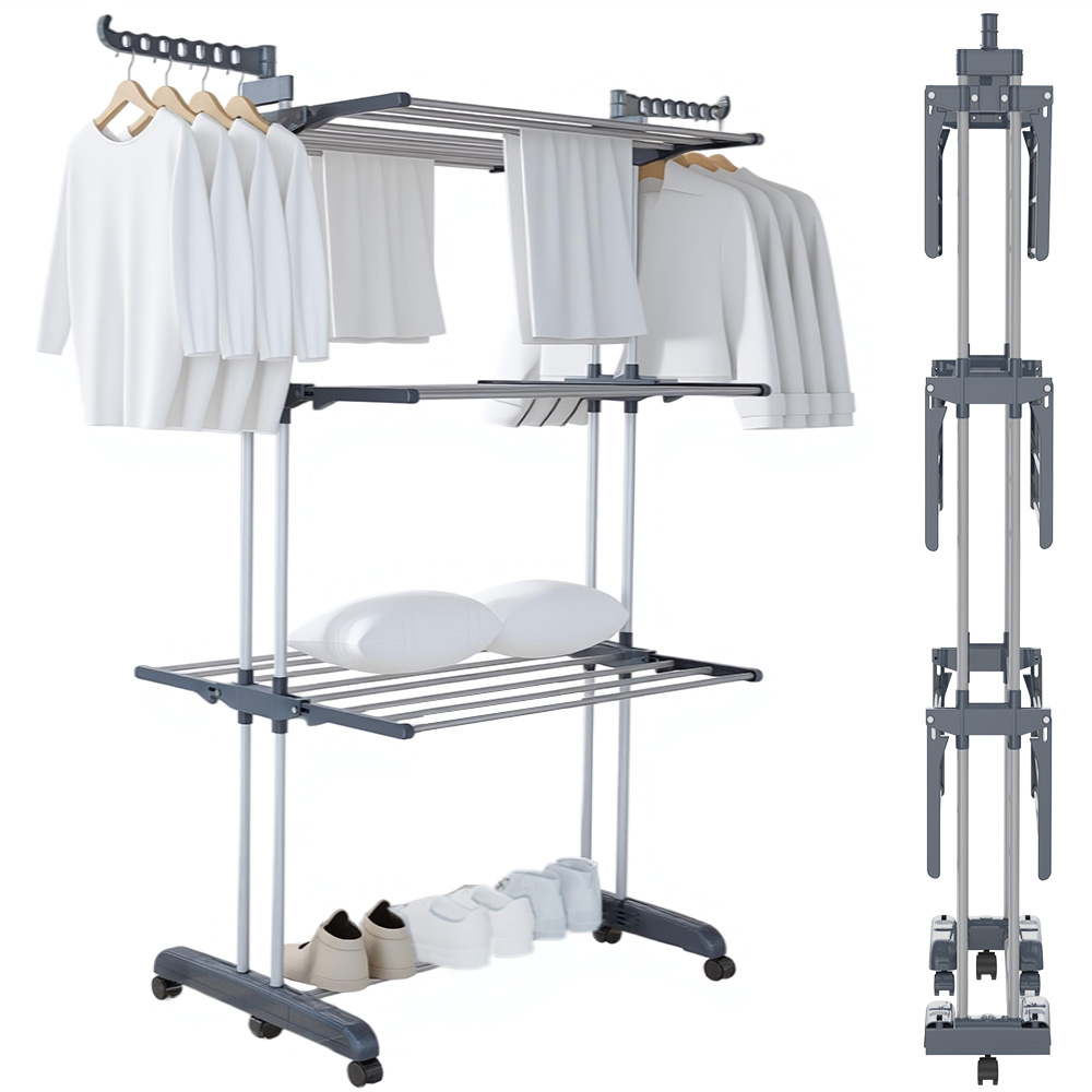 레퓰리 접이식 빨래건조대 특대형 대형 3단 4단 튼튼 이불건조대 이동식 공간절약 원룸 베란다 다용도, 그레이 52,490원