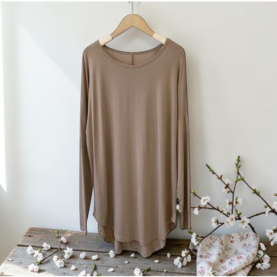 PLYU 힙커버 모달 무지 긴팔 티셔츠 홈웨어 레깅스티셔츠 20,790원