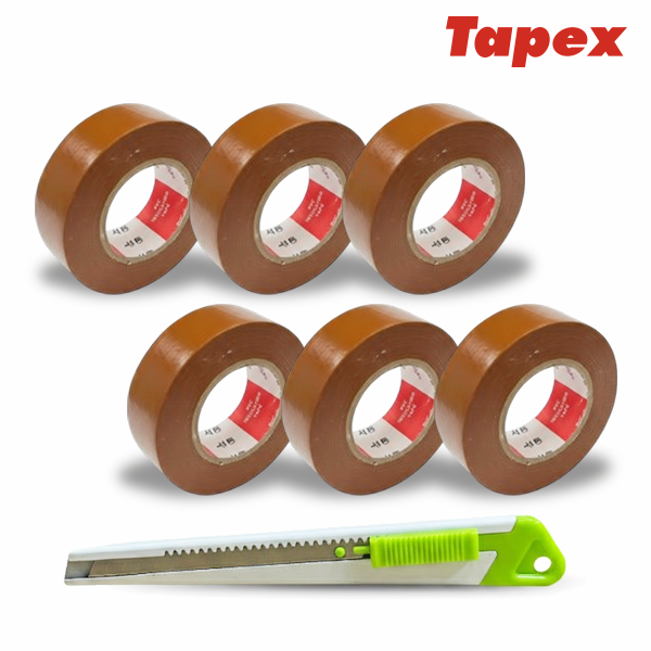 서통테이프 UL인증 PVC 심플 전기 절연 사계절 전기테이프 갈색6개 세트 커터칼 포함, 6개 7,000원