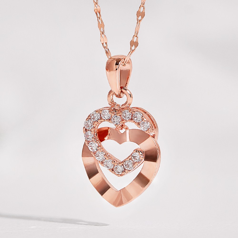 루이델라 14K 18K 목걸이 트윈 하트 컷팅 여성 심플 데일리 큐빅 금 목걸이 여자친구 선물 179,000원