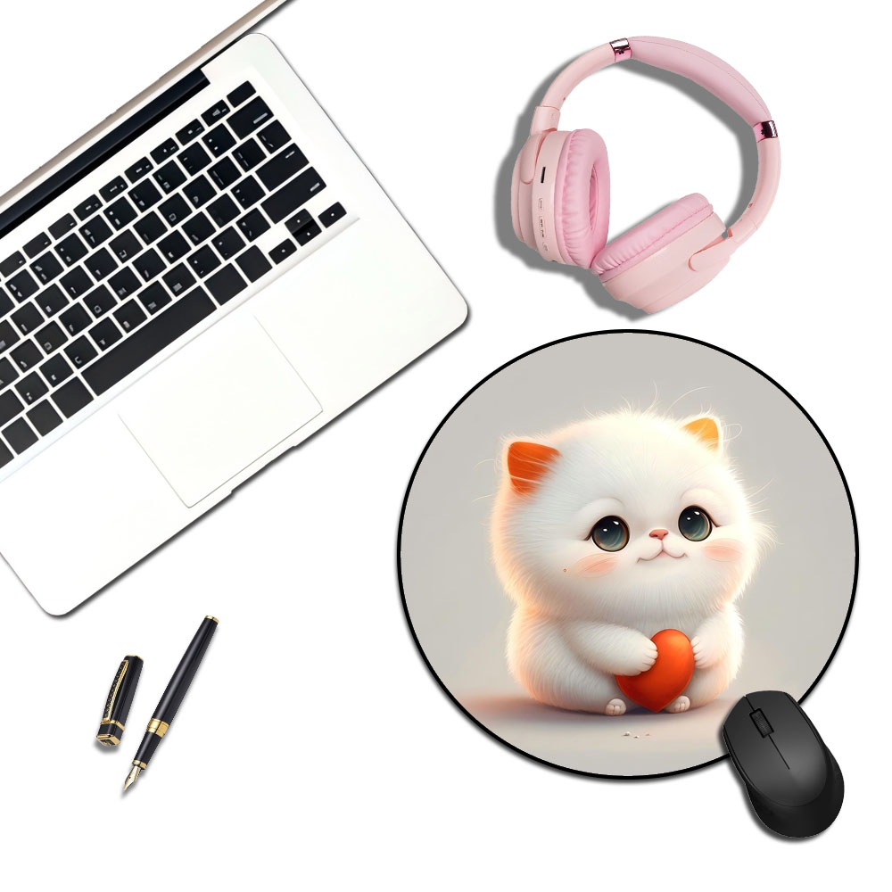 원형 마우스패드 책상패드 220X220X2MM, 1개, 귀여운 고양이2 19,030원