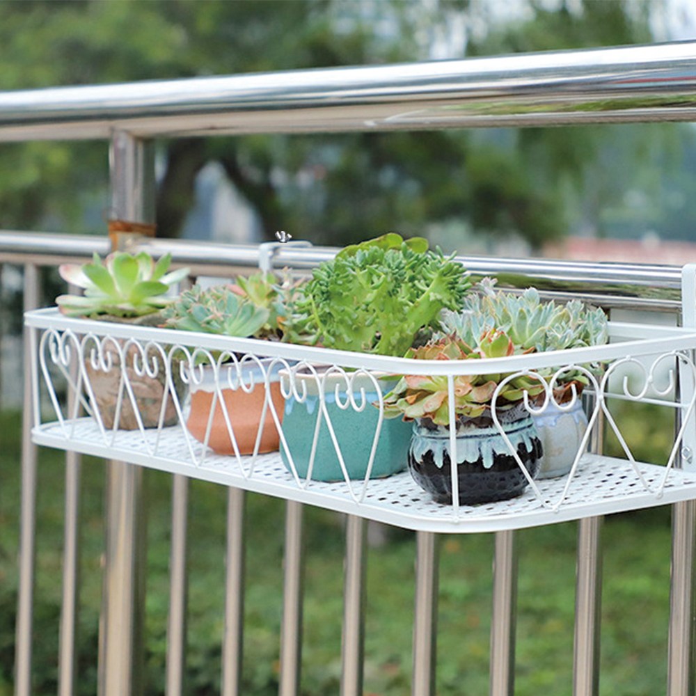 HK 라운드 베란다 화분 걸이 50 x 25 x 12cm 걸쇠 폭 조절 가능 3.5-7.5CM 사이 모든 난간에 적용 가능, 화이트, 현재가 21,500원