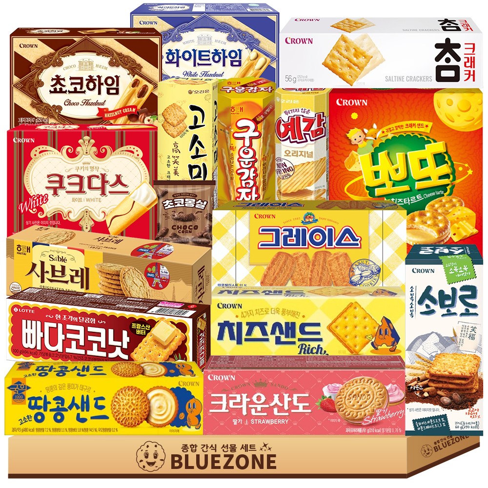 곽과자 A세트 빠다코코1 고소1 사브1 땅샌1 소보로1 참크래커1 크라운산도딸기1 치즈샌드1 쵸코하임1 화이트하임1 쿠크화이트1 구운감자1 예감1 그레이스1 뽀또치즈1, 1개 24,500원