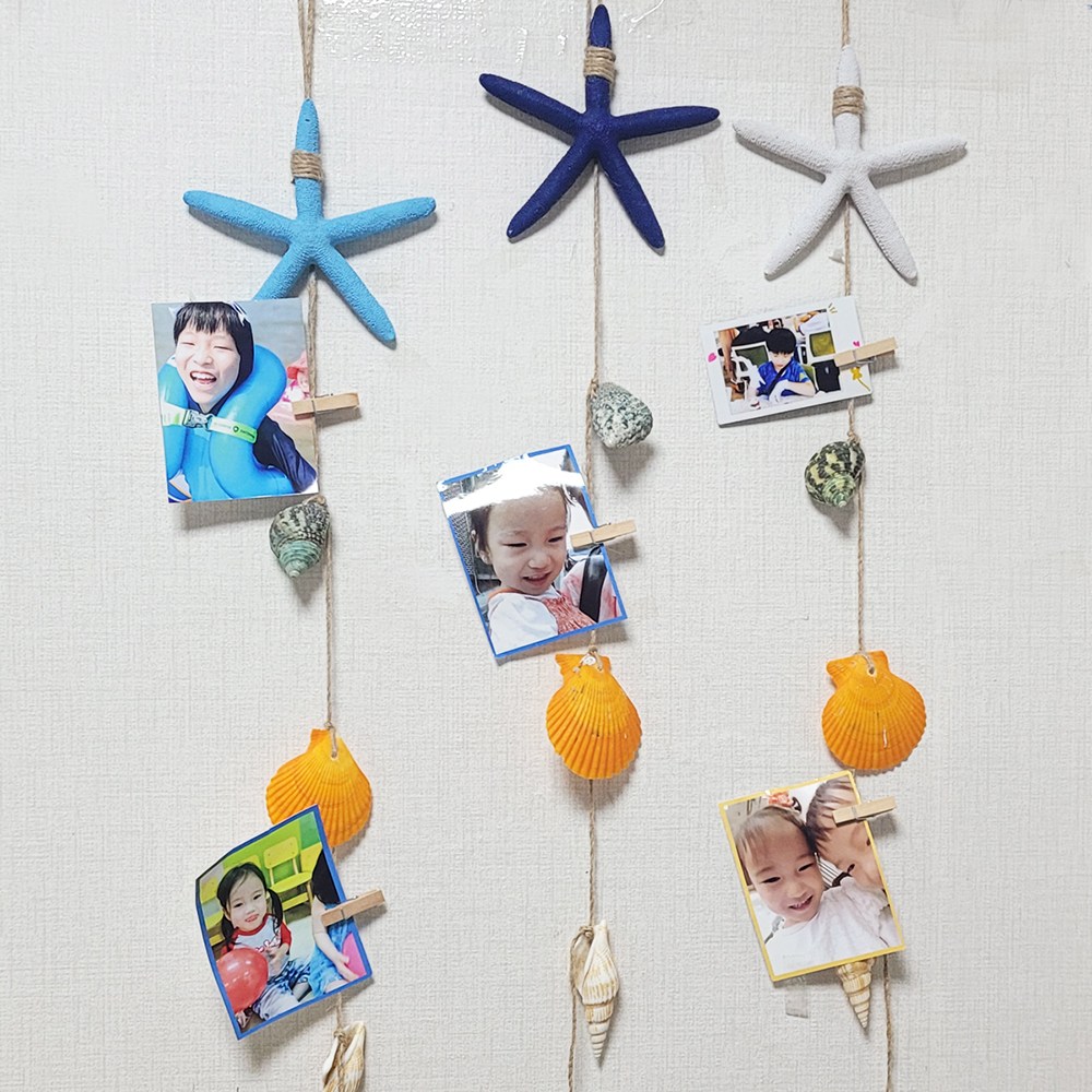 [Her1088] 불가사리 조개 장식 모빌 사진 가랜드 (+미니집게5개포함) 8,500원