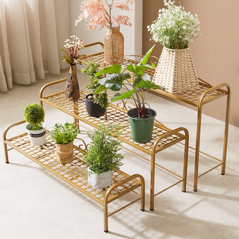 Simpony 철재 화분대 화분받침대 진열대 정리대 거치대 다육이선반 화분랙, 심포니2단 골드 (단품) 31,000원