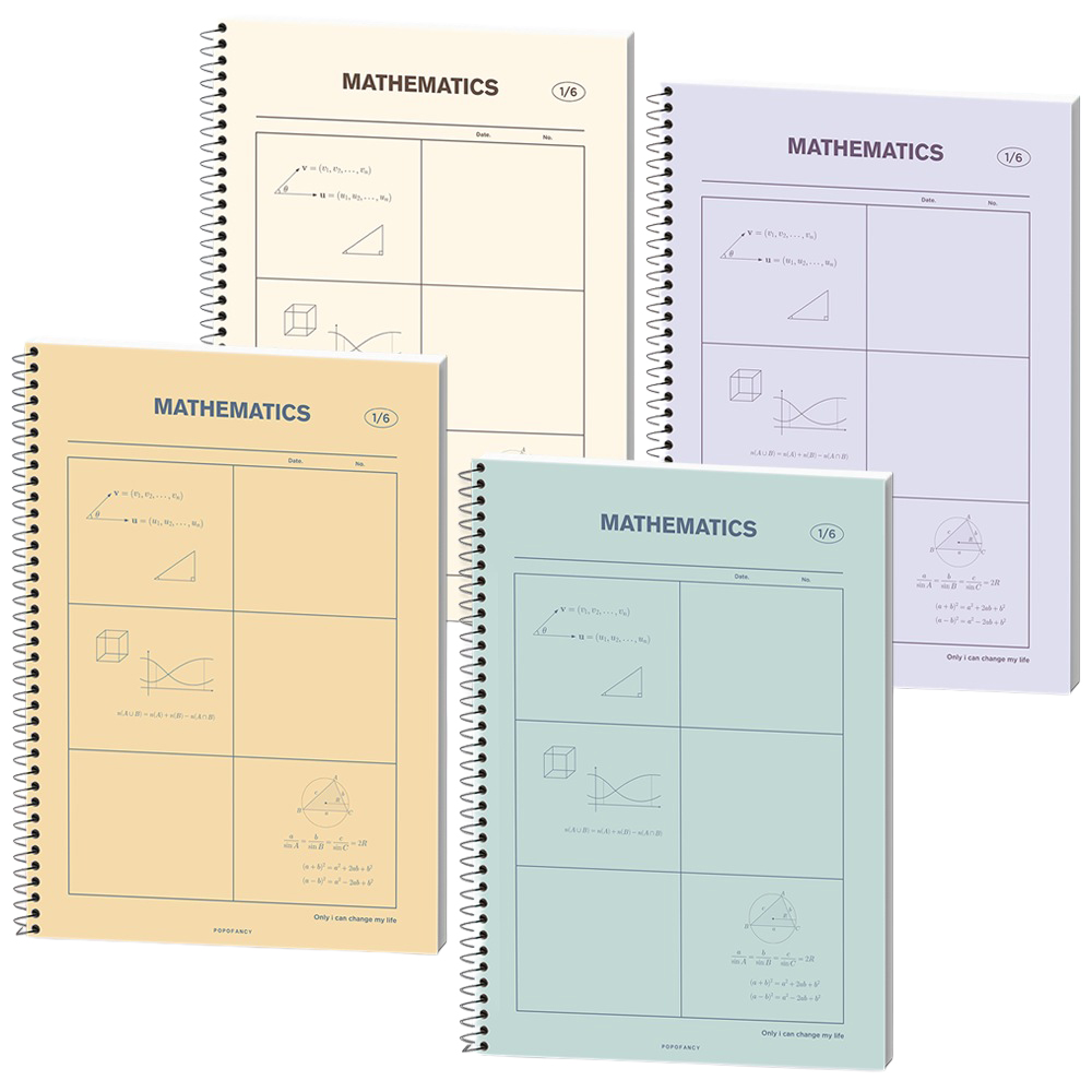 포포팬시 3000 6분할 수학연습장, 아이보리, 옐로우, 민트, 퍼플, 1세트 14,980원