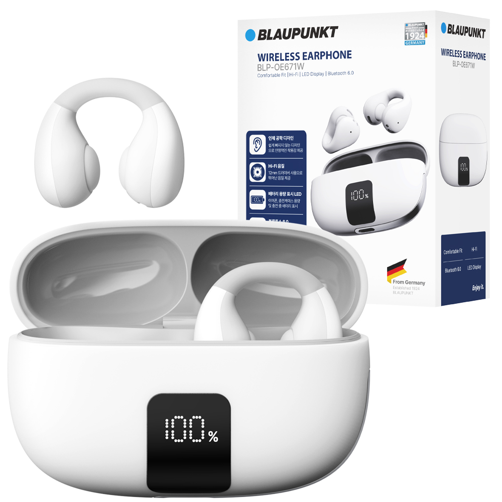 블라우풍트 오픈픽 클립 Ai ENC 이어커프 오픈형 블루투스 이어폰, BLP-OE671, 화이트 64,000원