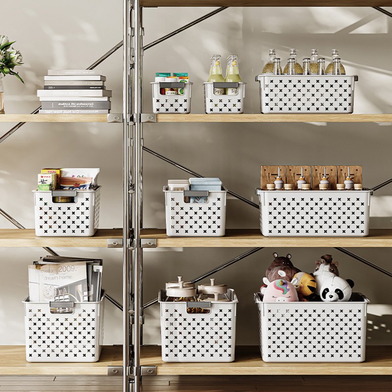 KDNC 겹쳐쌓기 다용도 플라스틱 수납바구니 4P 세트, 1세트, 화이트 23,900원