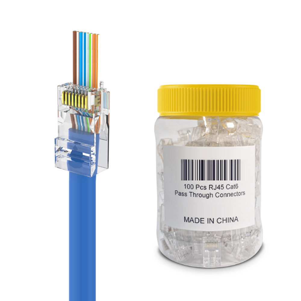 RJ45 8P8C CAT.6 관통형 100개 랜커넥터 랜선 케이블 제작 카테고리6 네트워크 12,990원