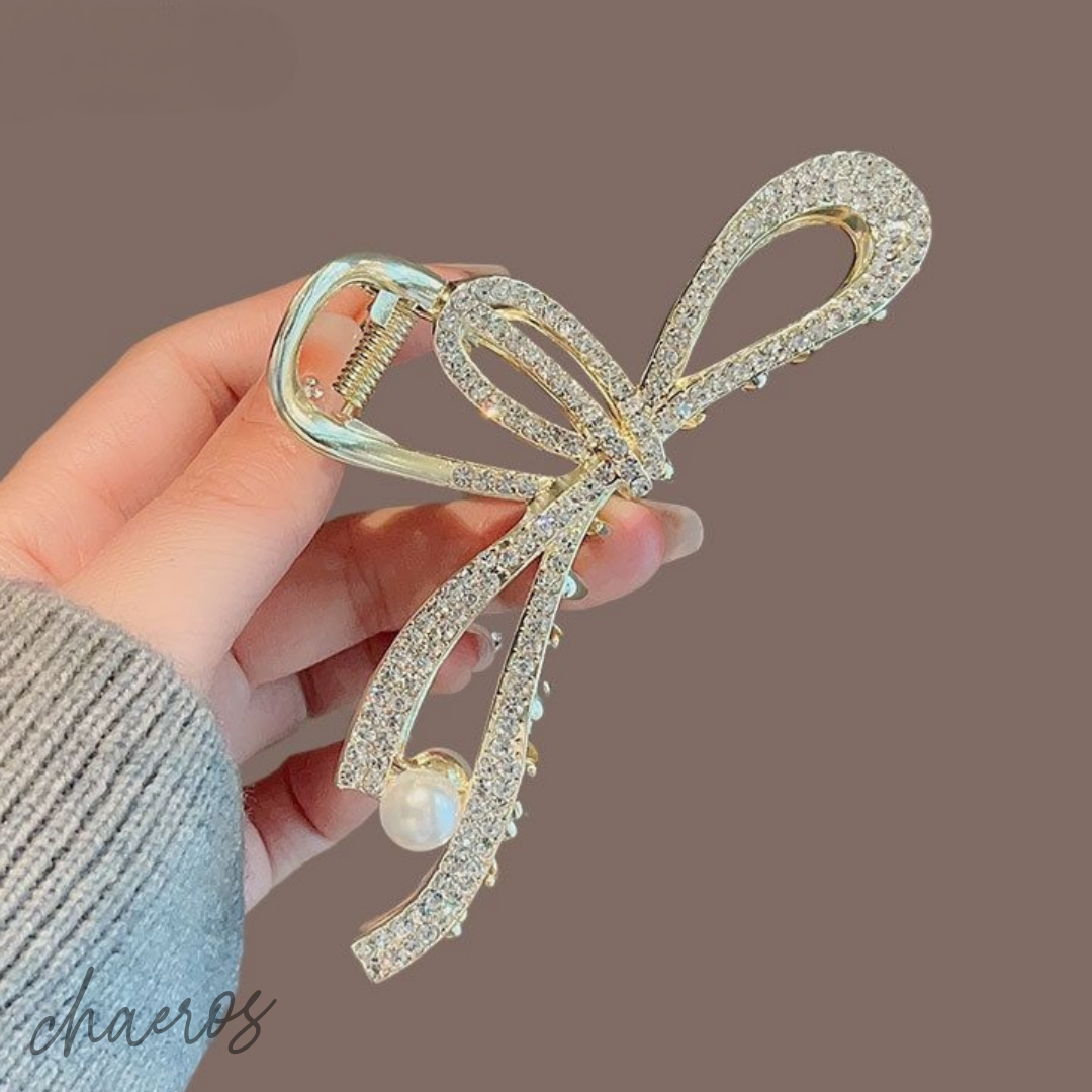 채로스 력셔리 쥬얼 큐빅 리본 집게핀 12,000원