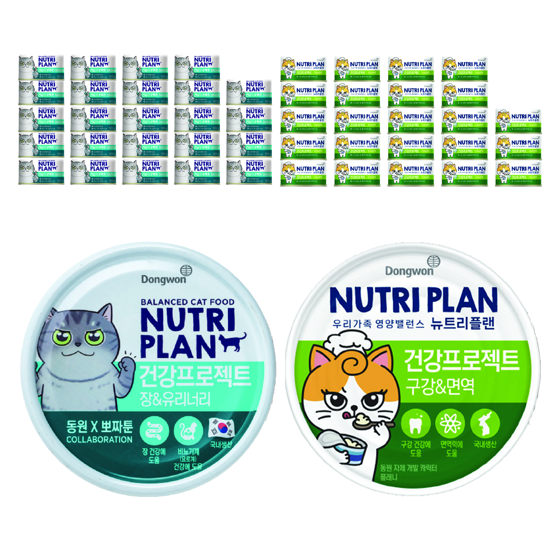 동원뉴트리플랜 고양이 건강 프로젝트 구강&면역 160g 24p + 장&유리너리 160g 24p 43,000원