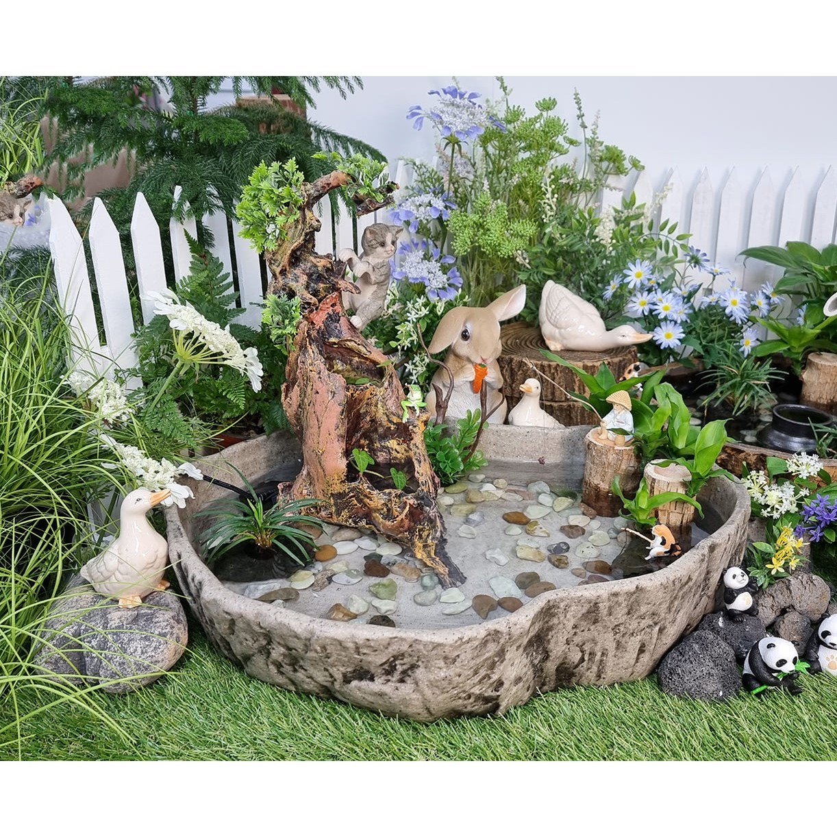 꼬모가든 고목나무 2단 미니폭포 분수대와 연못수반 물소리 힐링 인테리어 홈가드닝 265,000원