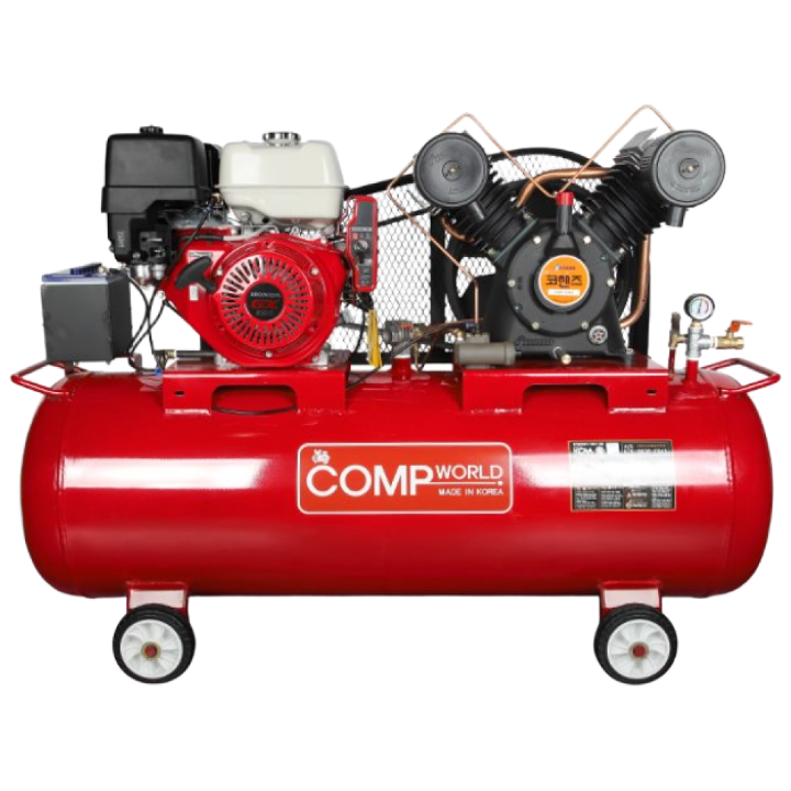 콤프월드 CWKE-902H 시리즈 휘발유 콤프레샤 자동시동 엔진 혼다 13마력 산업용 펌프 7.5마력 탱크용량 200L,400L 철탱크 4,317,900원