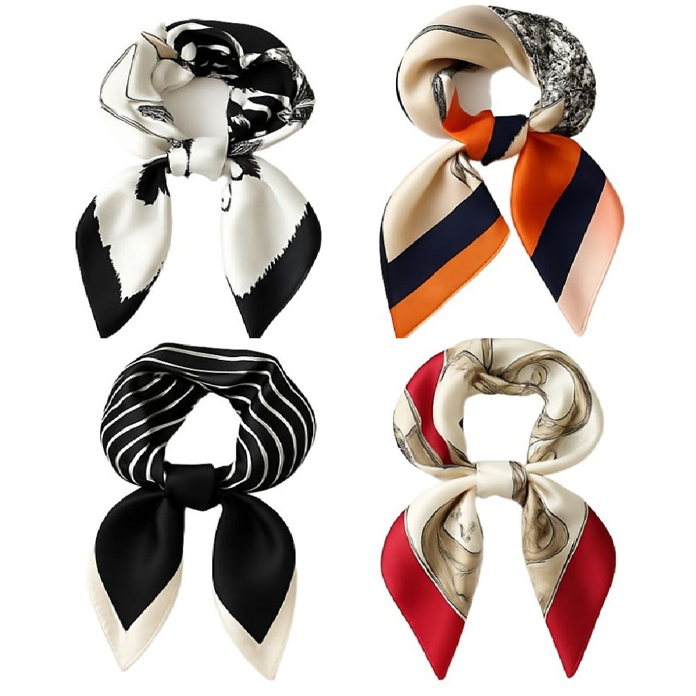 하모니 여성 쁘띠 실크 정사각 스카프 4종1세트 70x70cm 16,500원