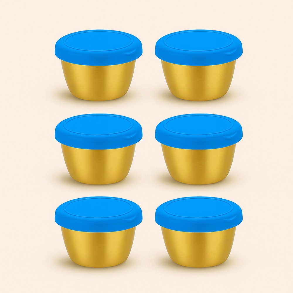 [엘리펀트] 70ml 스테인리스 골드 소스컵 - 실리콘 밀폐 뚜껑 포함 미니 양념통 소스볼 6P세트 19,900원