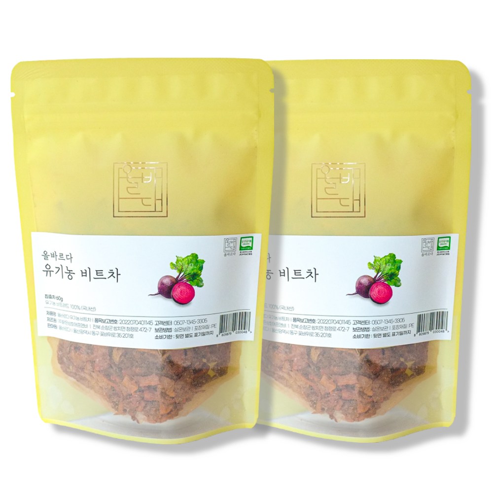 올바르다 유기농 비트차, 2개, 1개입, 60g 18,500원