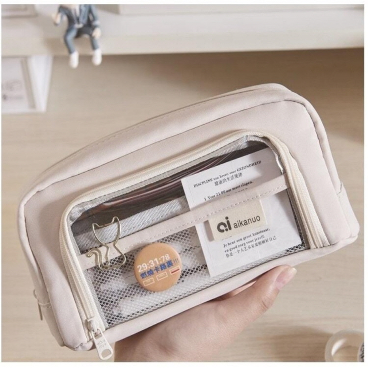 NEW엄청큰필통 이중파우치 학용품 대용량필통 투명필통 10,490원