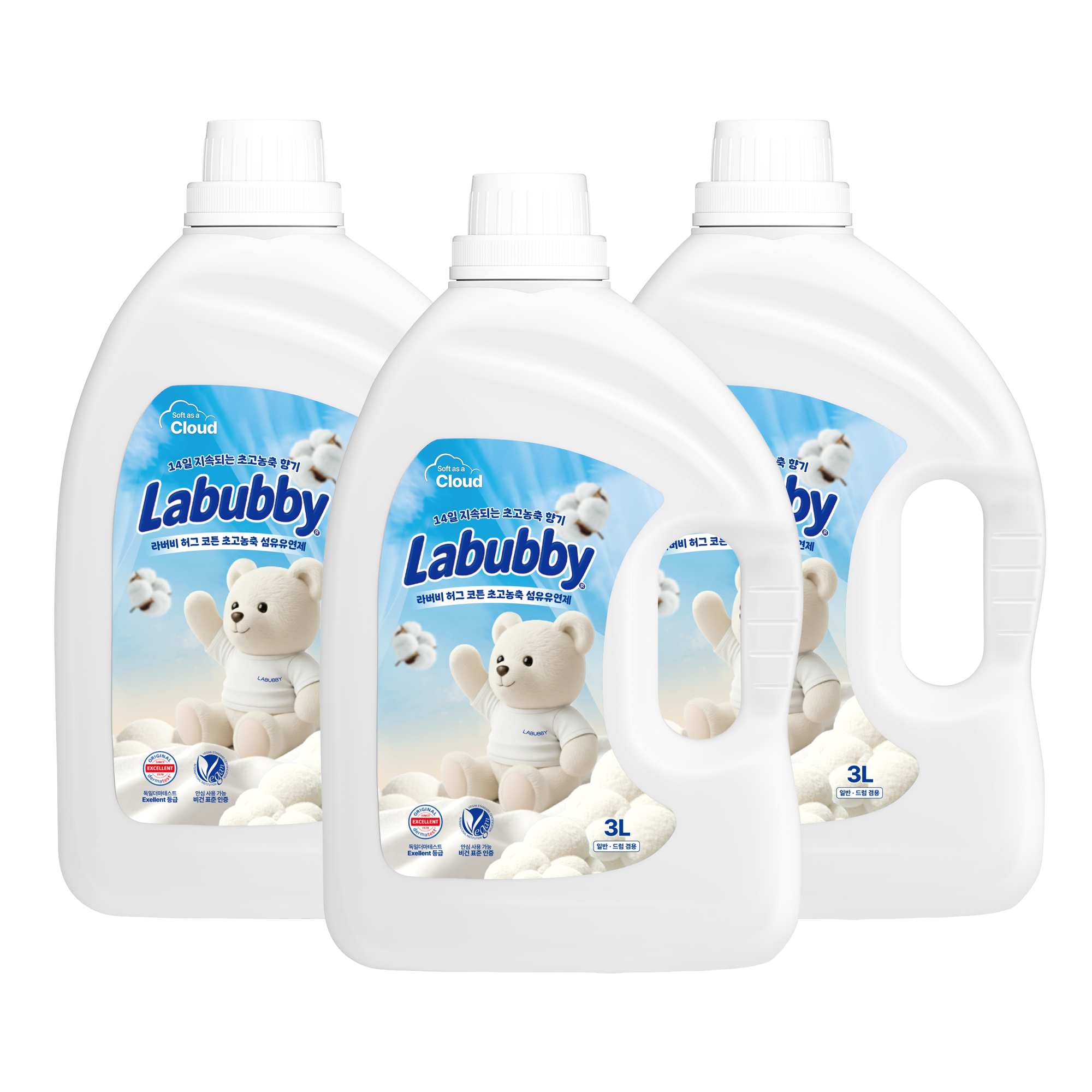 라버비 독일더마 비건 인증 초고농축 섬유유연제 허그코튼 본품, 3개, 3L 30,800원