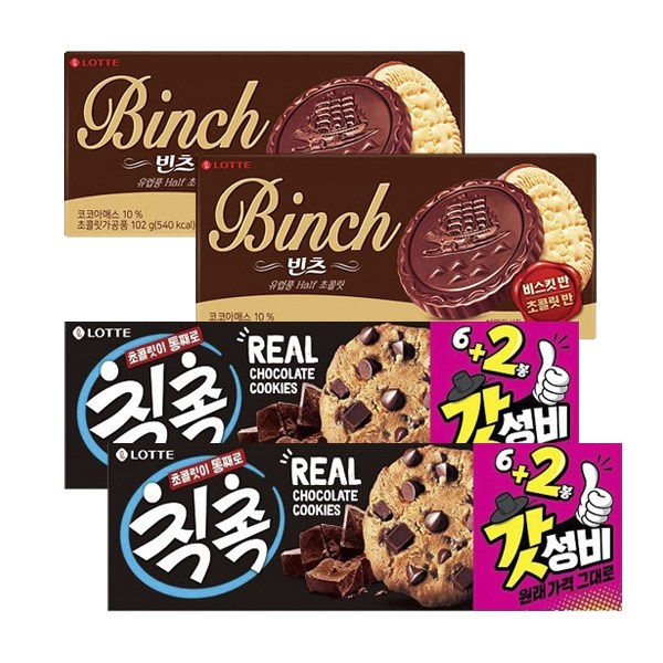 롯데웰푸드 빈츠+칙촉 초코 과자 세트, 1세트 14,400원