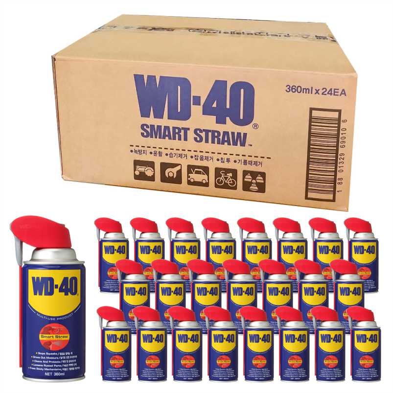 cnm 벡스 WD-40 방청윤활제 녹방지 부식방지 구리스 스티커제거 360ml SS 스마트스트로우, 24개 159,000원