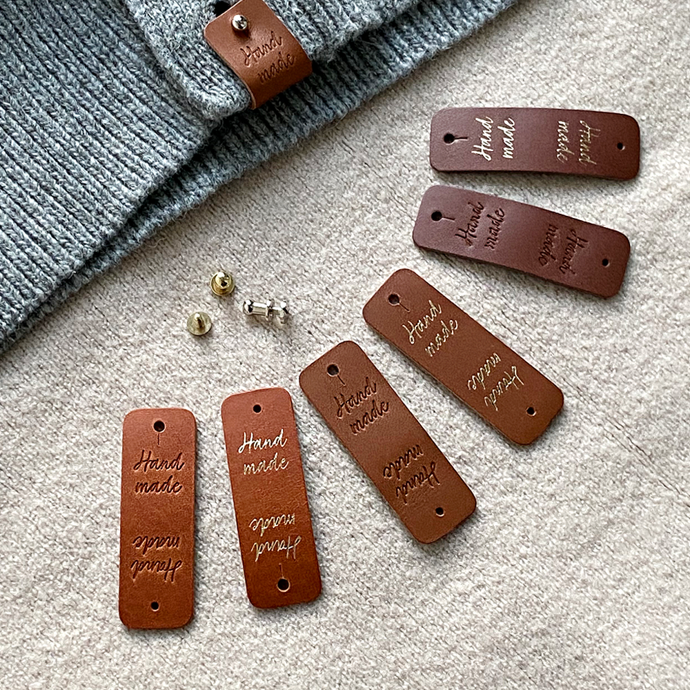 포인트 니팅 태그 반으로 접는 가죽라벨 세트 핸드메이드 6color 6,100원