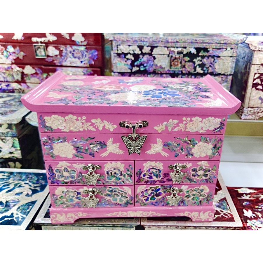 키렌홈데코 블랙 목단 자개함 외국인이 좋아하는 선물 5단 자개보석함 고급 자개함 바이어선물 159,000원