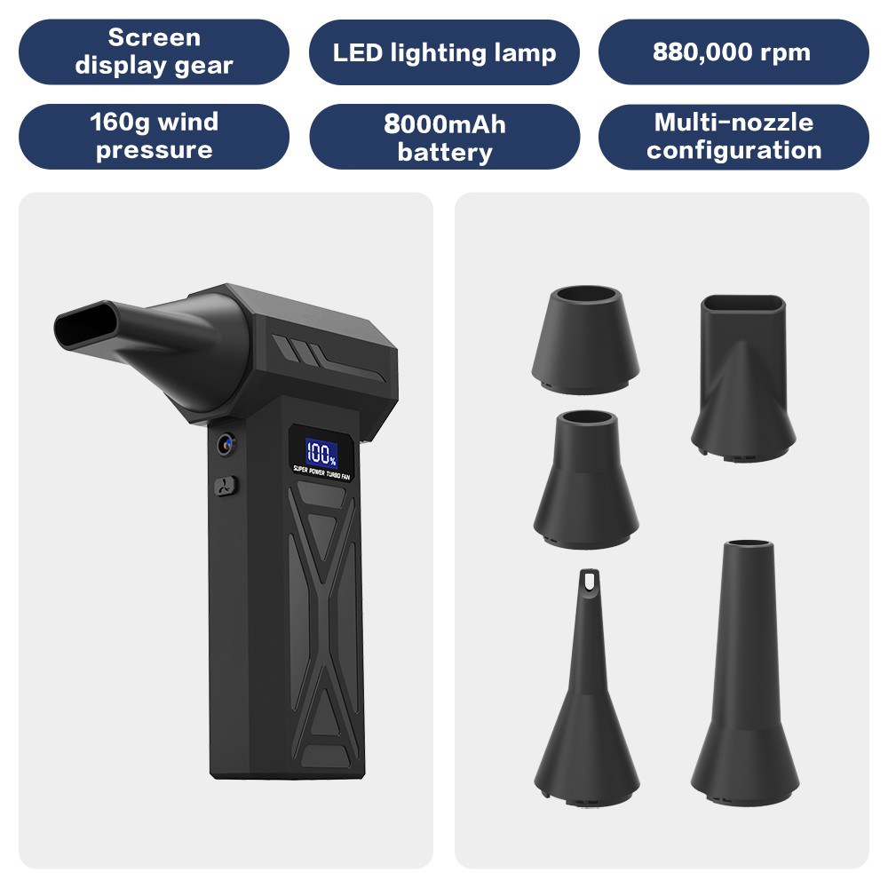 강력한 880000RPM 폭력 팬 브러시리스 조절 공기 송풍기 야외 캠핑 바베큐 강력한 송풍기 키보드 먼지 청소 도구 36,700원