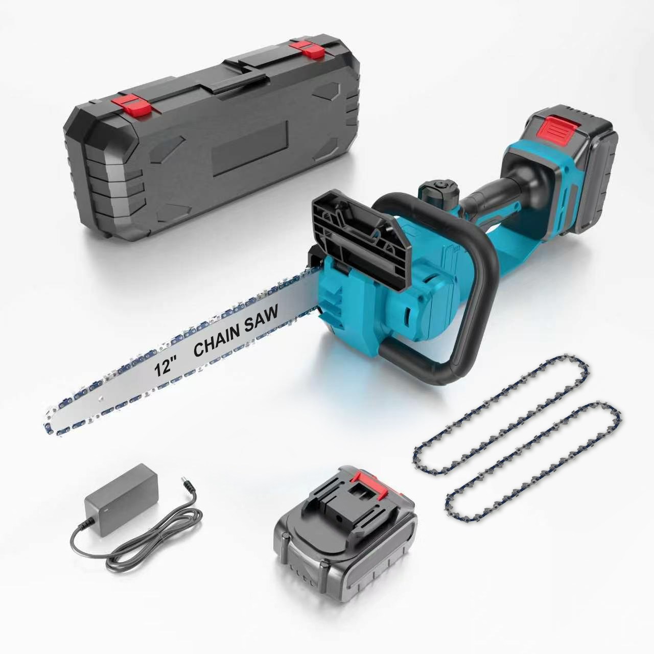 KC인증 충전식 전기톱 12인치 무선 고출력 체인톱 휴대용 목재절단 가지치기 정원관리 안전 전동톱, 1개 152,900원