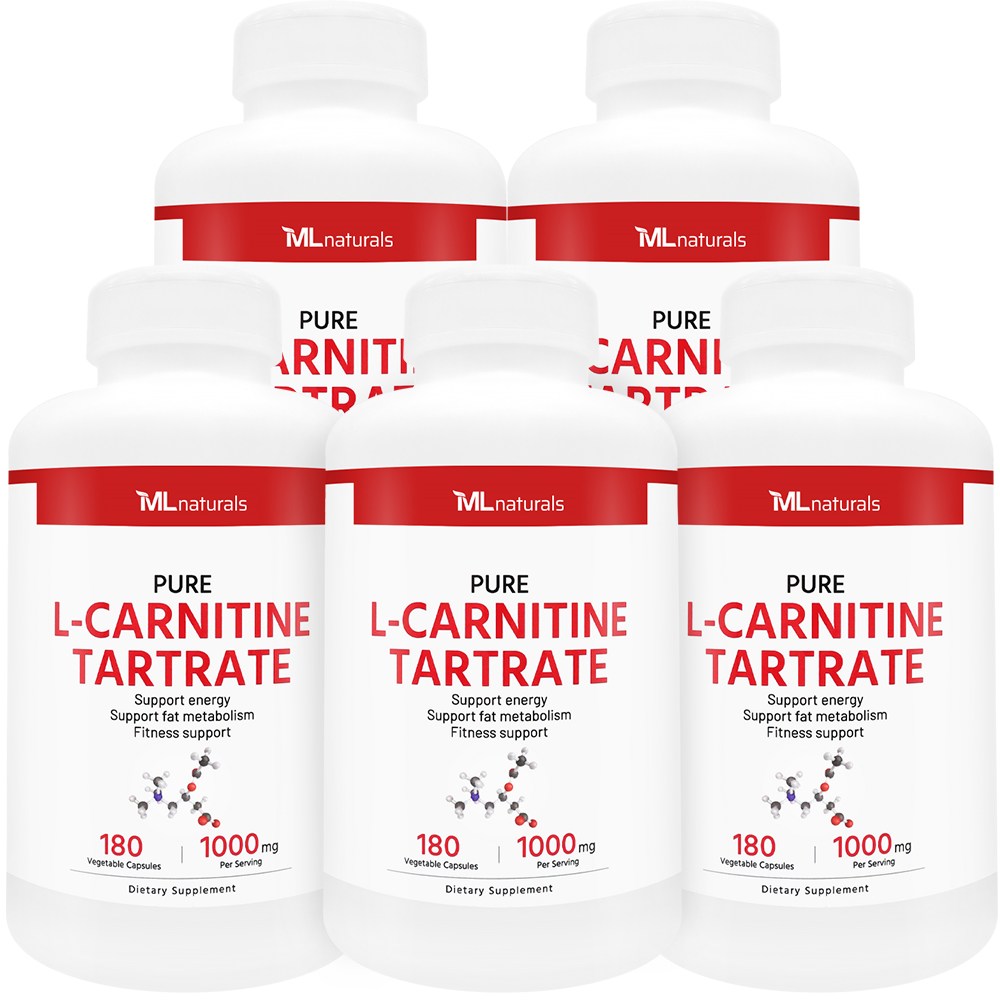 [미국번개배송] 착한명품 마이라이프 내추럴스 엘카르니틴 타르트레이트 1000mg 180 야채캡슐 5병, 180정, 5개 95,900원