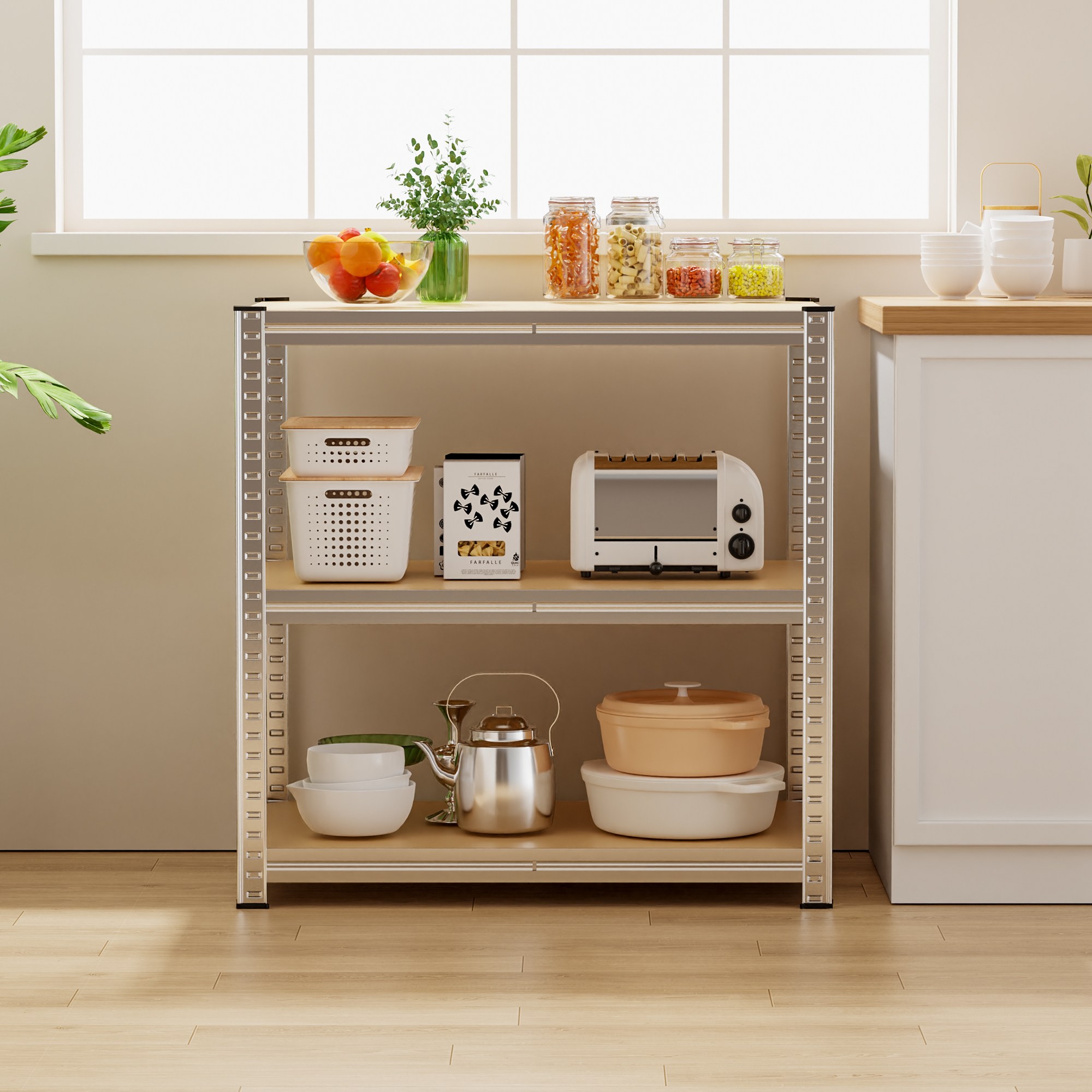 조립식 앵글 선반 수납선반 철제선반, 1개, 은색 45,000원