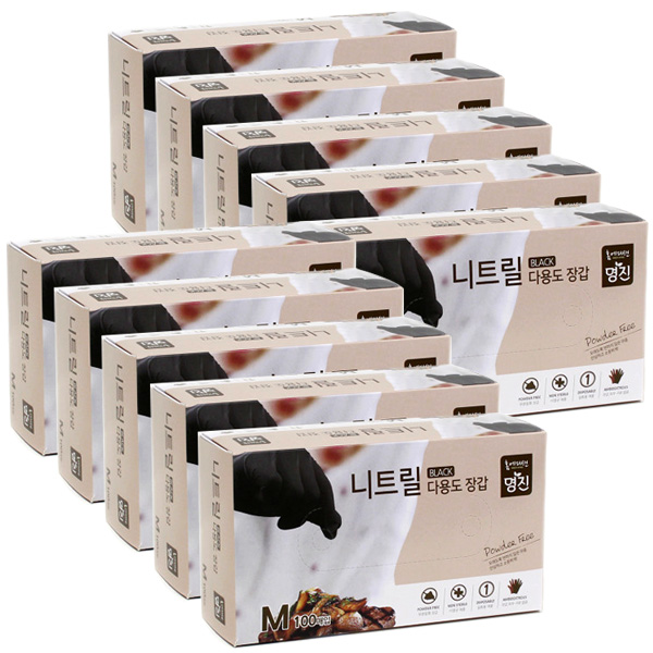홈에디션 명진 니트릴 다용도장갑 블랙 중형(M) 100매입 x 10팩 1박스 무료배송 78,900원