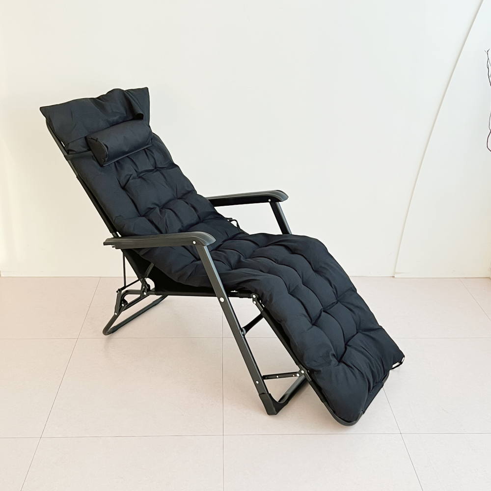 오브민 접이식 리클라이너 무중력 캠핑 침대의자 + 패드 + 헤드쿠션 세트, 블랙 41,900원