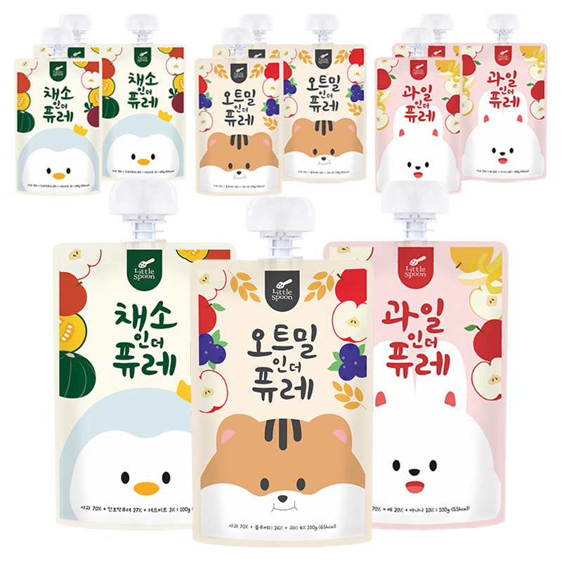 리틀스푼 과일 인더 퓨레 100g + 채소 인더 퓨레 100g + 오트밀 인더 퓨레 100g 세트 32,040원
