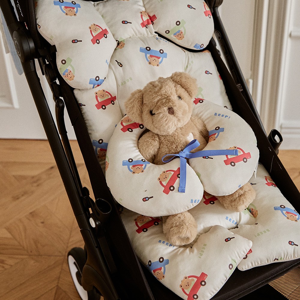 돗투돗 퓨어코튼 사계절 양면 유모차시트 라이너 목쿠션 세트, 1세트, 붕붕카(라이너+목쿠션) 39,000원