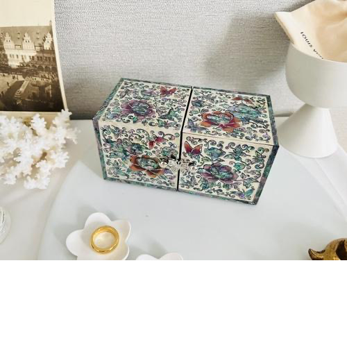 크리미 나비 쌍합 자개보석함 돌반지 보관함 자개함 돌반지보관함 나전칠기 한국공예품 73,000원