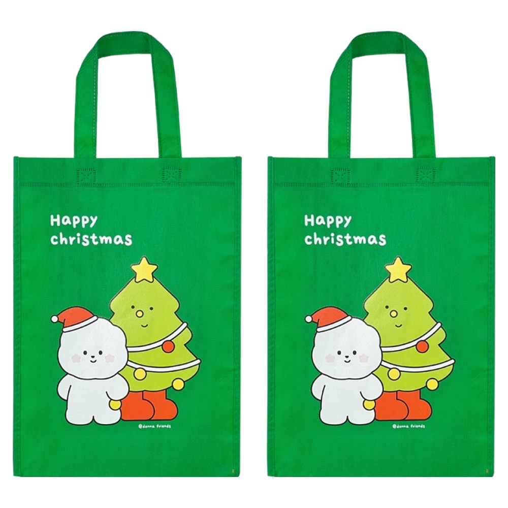도나와친구들 해피 크리스마스 손잡이 부직포 쇼핑백 6,900원