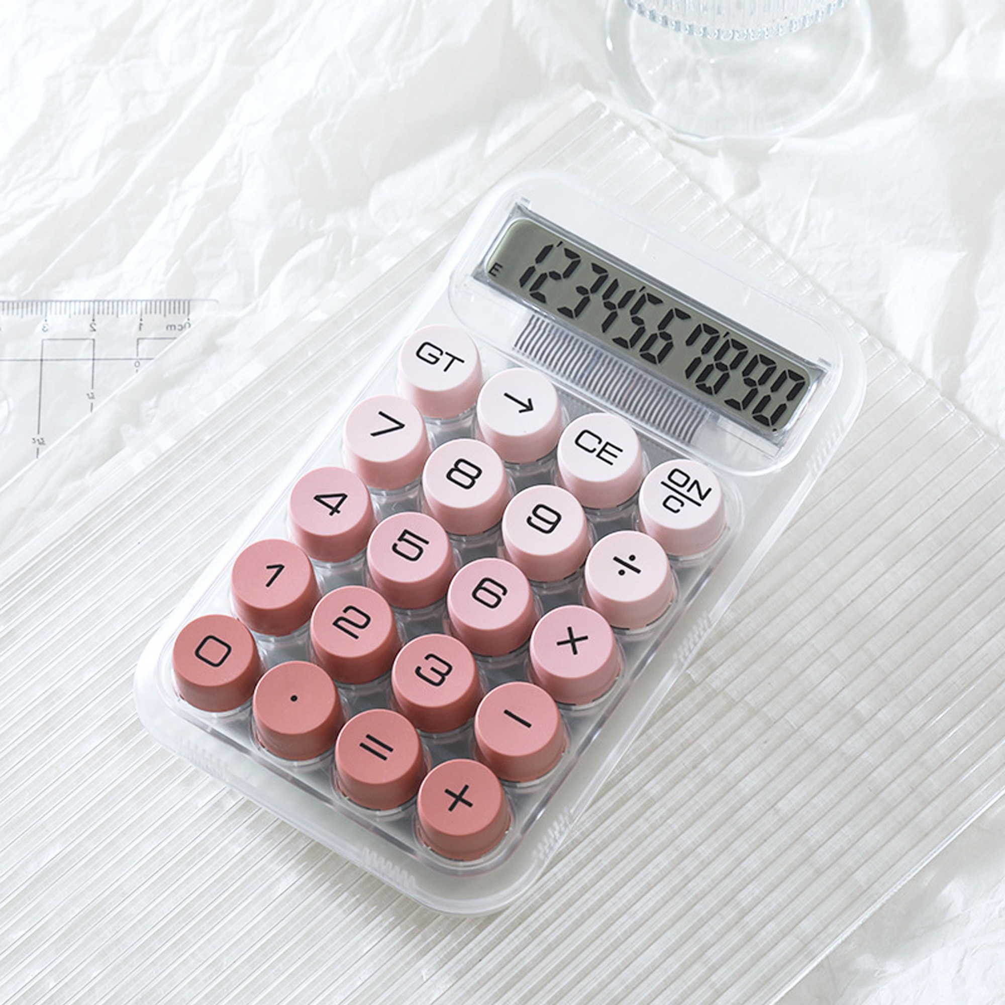 오피스프렌즈 투명 레트로 그라데이션 컬러 기계식 계산기, 1개, 레드 8,100원