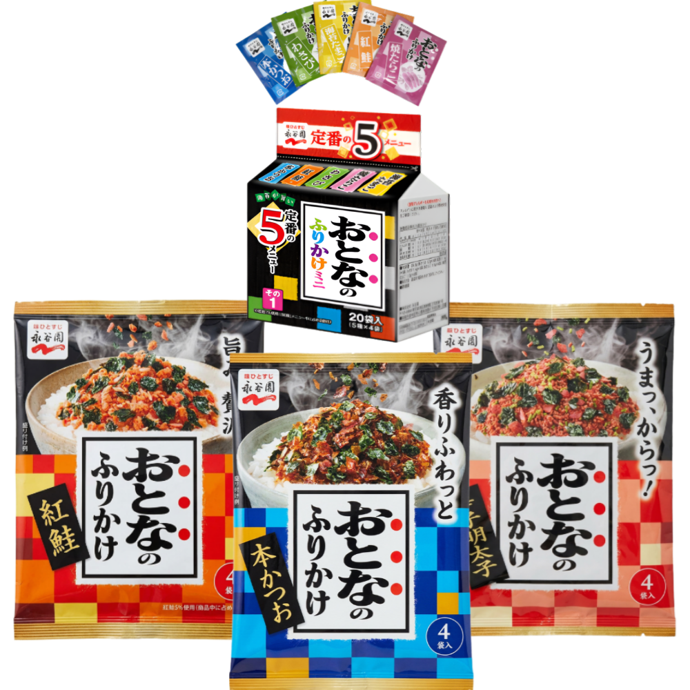 나가타니엔 오토나노 뿌려먹는 후리가케 매운명란맛 1개+연어맛 1개+가다랑어맛 1개+미니(5가지맛) 1개+사은품 추가증정, 1개 18,980원