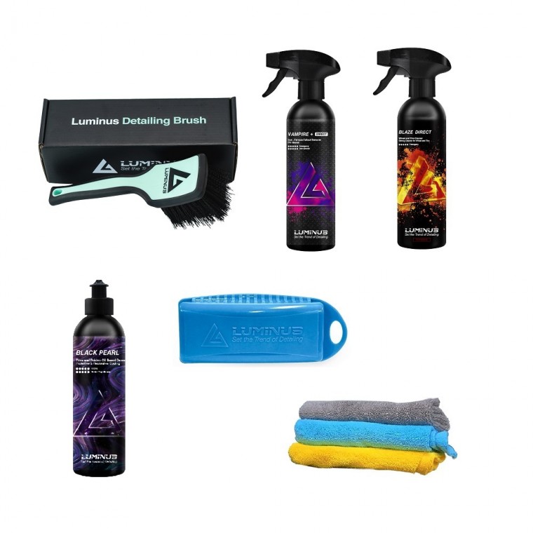 루미너스 타이어와 휠 세정 광택 코팅제 패키지(뱀파이어+블레이즈+타이어브러쉬+블랙펄+어플+3색타월) 66,470원