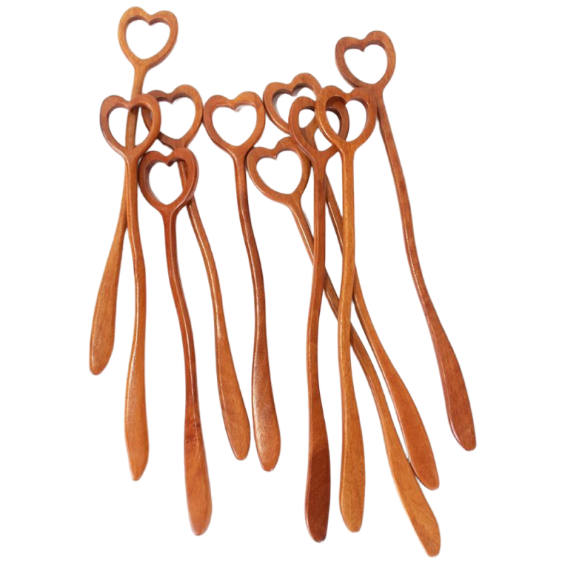 옻칠 우드 머들러 하이볼 칵테일 롱 머들러 스틱 나무 티스푼 하트 고래, 하트 210(일반 타입), 10개 26,500원