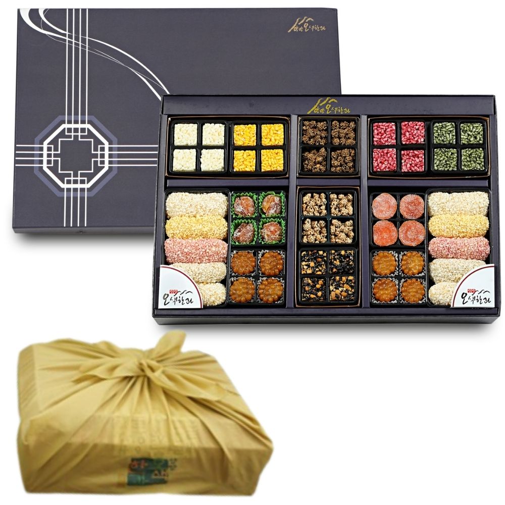 수제 해송 2단 한과 선물세트 양양오색한과 명절 상견례 이바지 답례품 시댁 부모님 어르신 선물, 1세트 55,000원