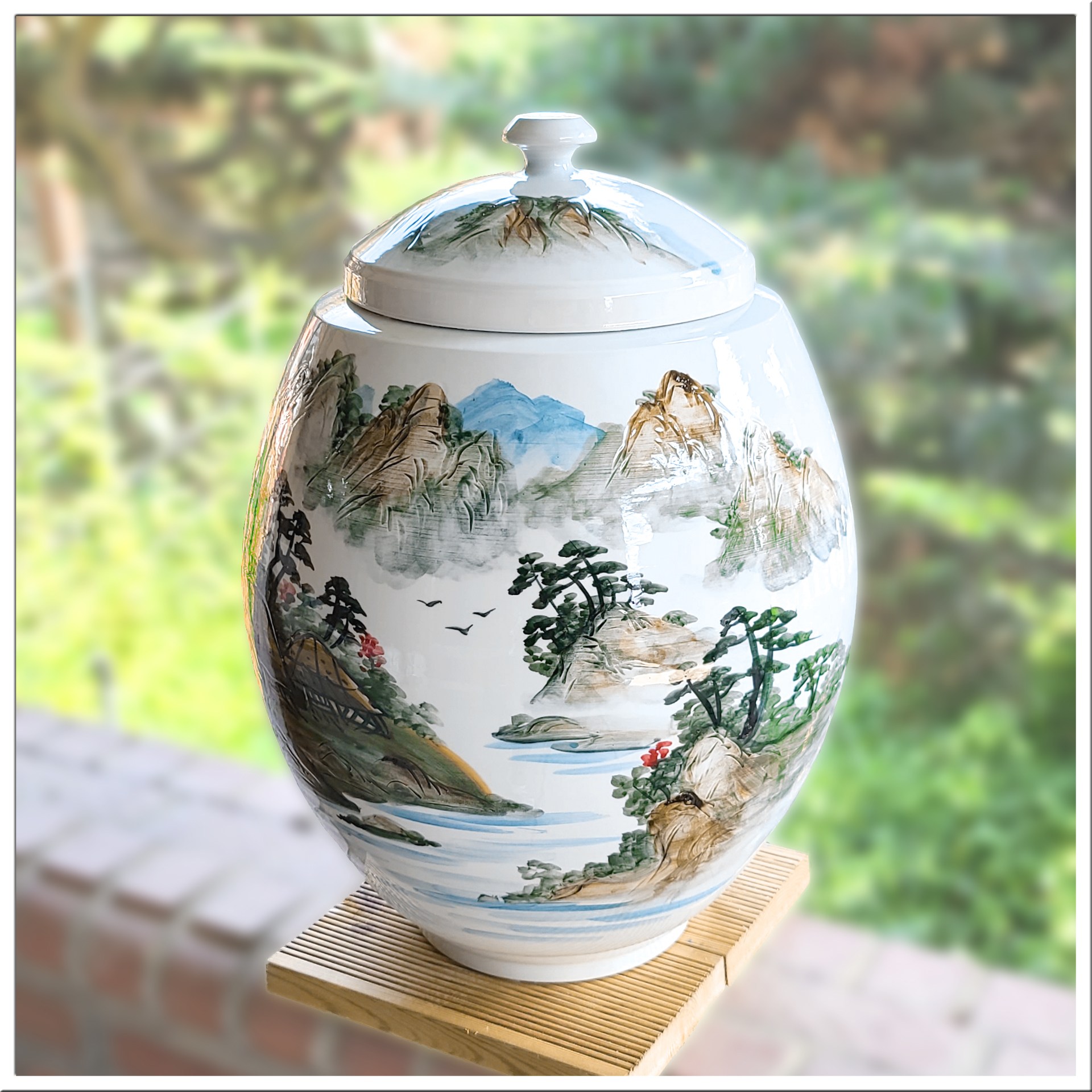 여주흙도예_백자 쌀독 항아리 20Kg 산수화 항아리형, 혼합색상 150,000원