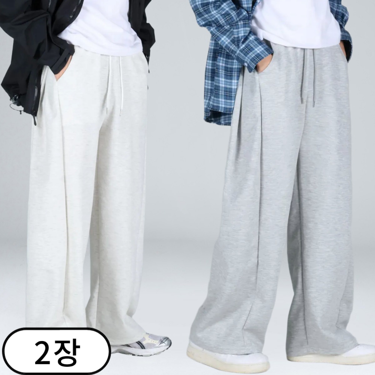 1+1 남녀공용 사이드턱 스판 밴딩 트레이닝 와이드팬츠 (6351-2) 54,380원