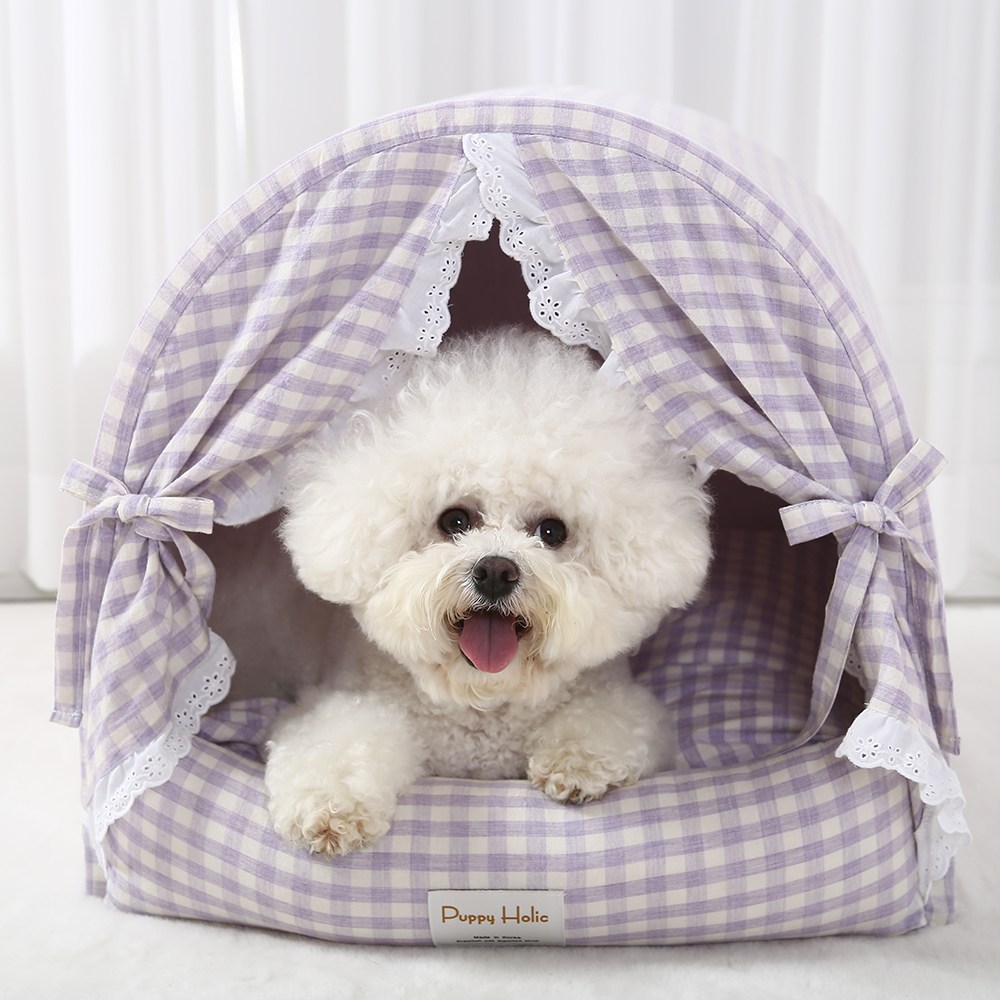 오로라펫 로즈가든하우스 워싱체크 강아지집 동굴하우스 고양이숨숨집 59,900원