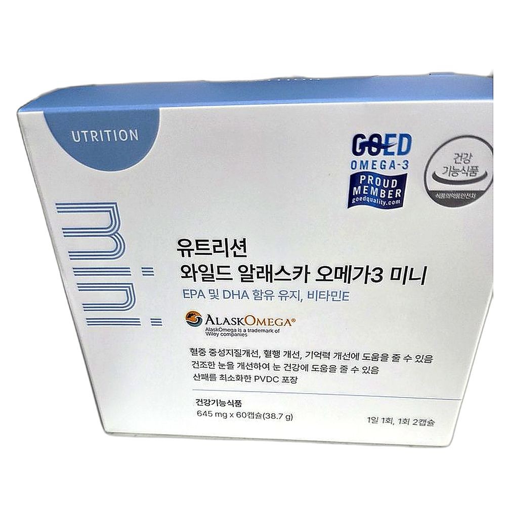 청정 알래스카산 단일 어종 유래 오메가3 EPA 및 DNA 함유 유지 비타민E 미니 60캡슐, 38.7g, 1개 59,770원