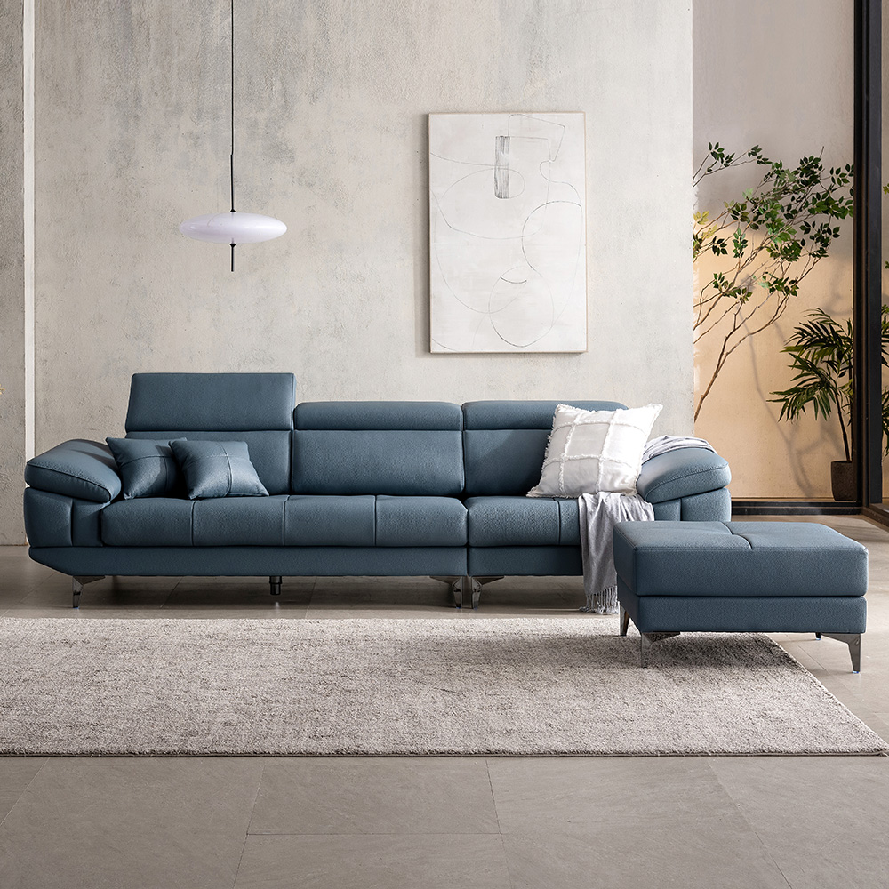 벤티 헤드틸팅 기능성 이태리산 천연소가죽 소파 4인용 + 스툴 세트 방문설치 1,610,000원