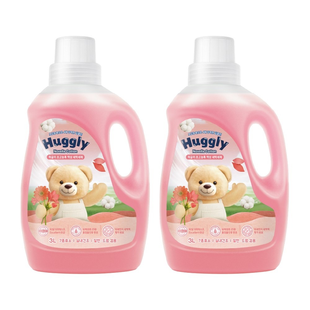 허글리 초고농축 액상 세탁세제 노벨라코튼, 2개, 3L 19,900원