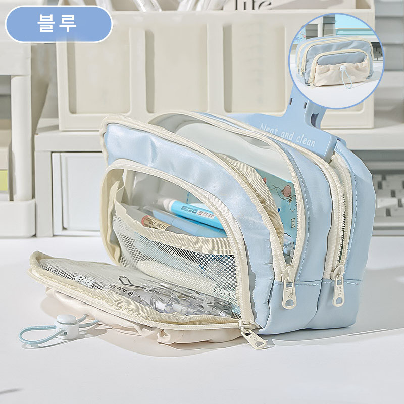 떨샵 오픈형 스트링 포켓 5단 대용량 필통 심플 디자인 파스텔 톤 파우치 10,440원