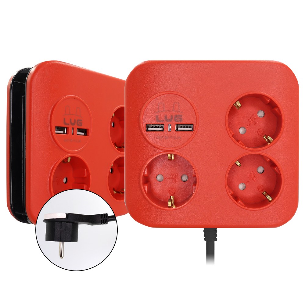 러그박스 사각큐브 3구 USB 2포트 납작멀티탭, 1개, 뉴레드, 1.4m 16,900원